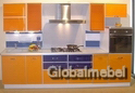 Кухня Оранжевый Апельсин и Синий с цветным стеклом